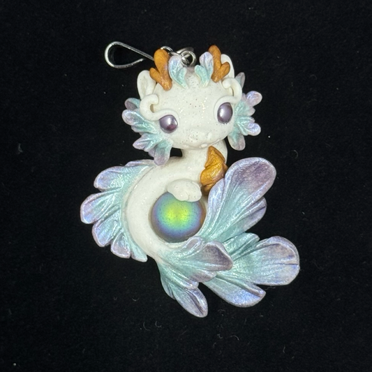 White, Blue and Purple Shimmer Baby Dragon Pendant