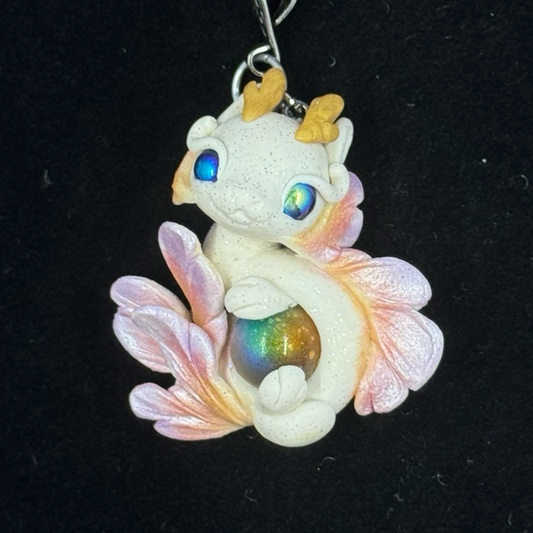 White, Purple, Orange and Pink Baby Dragon Pendant
