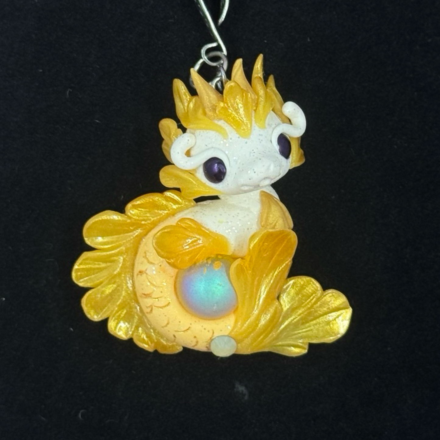 White and Orange Baby Sea Dragon Pendant