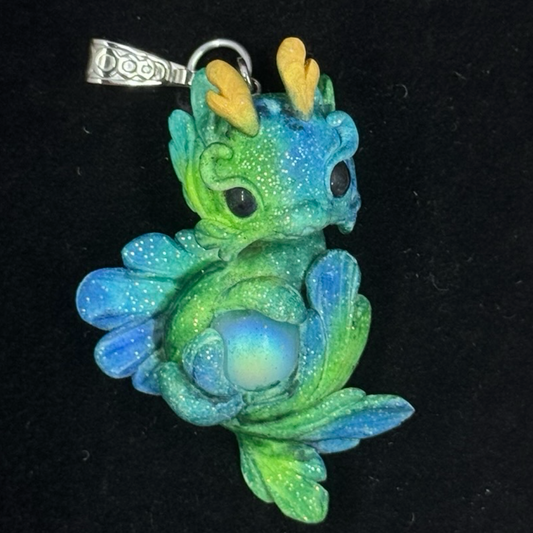 Blue and Green Baby Dragon Pendant