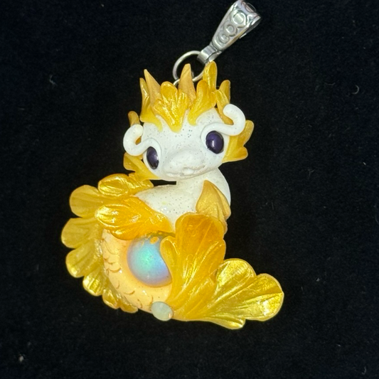 White and Orange Baby Sea Dragon Pendant