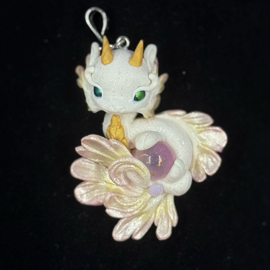 White and Pink & Gold Shimmer Baby Dragon Pendant