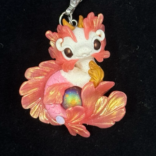 White and Red Baby Sea Dragon Pendant