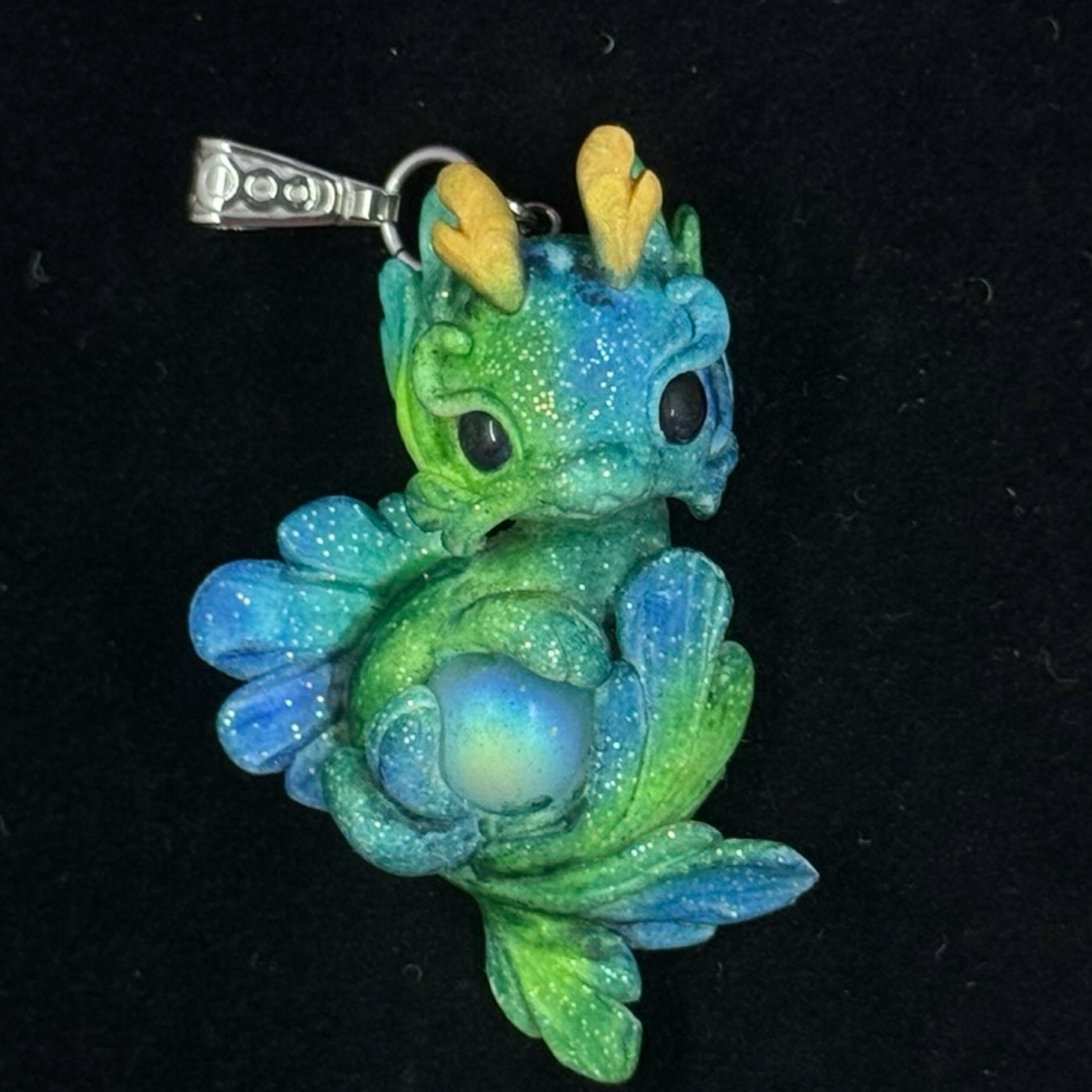 Blue and Green Baby Dragon Pendant