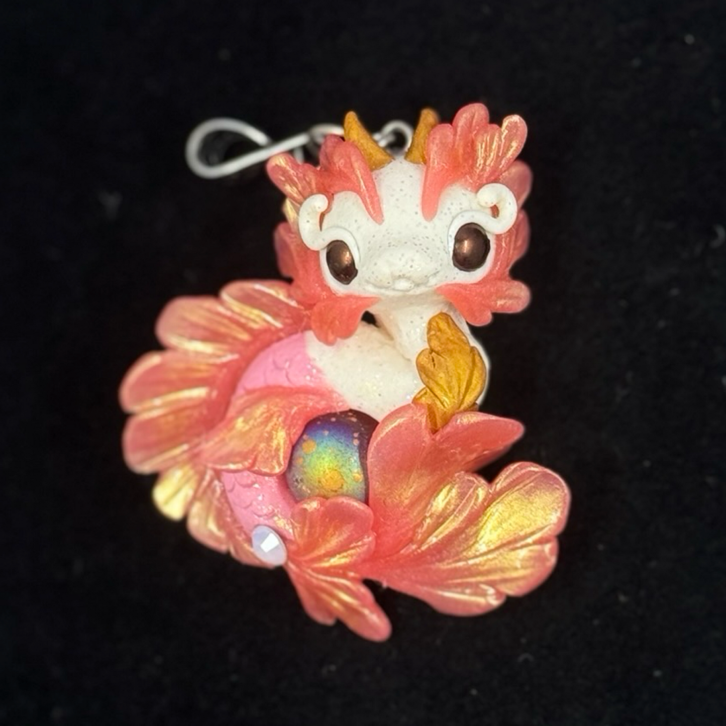 White and Red Baby Sea Dragon Pendant