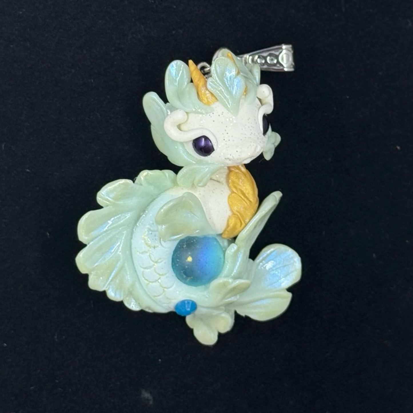 White and Blue Baby Sea Dragon Pendant