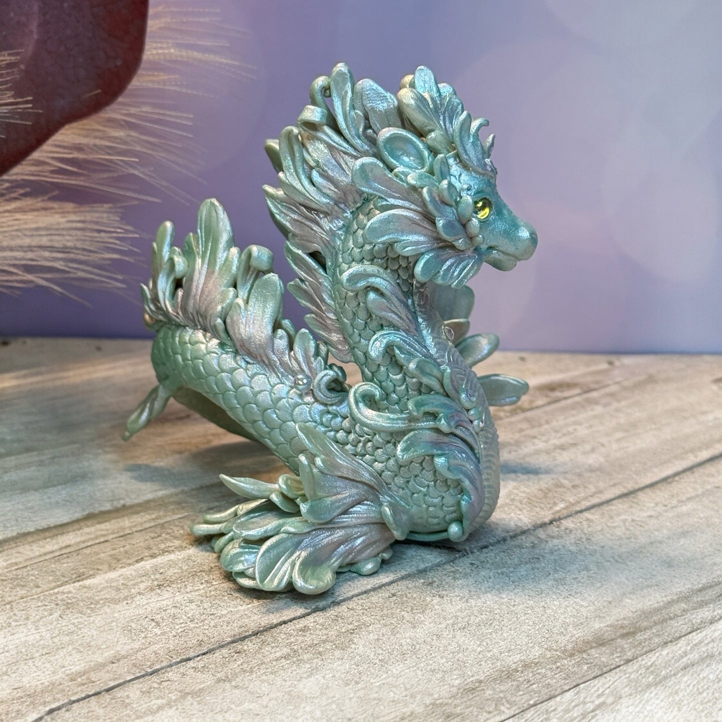 Magestic Pearl Green and Pink Kelpie Dragon