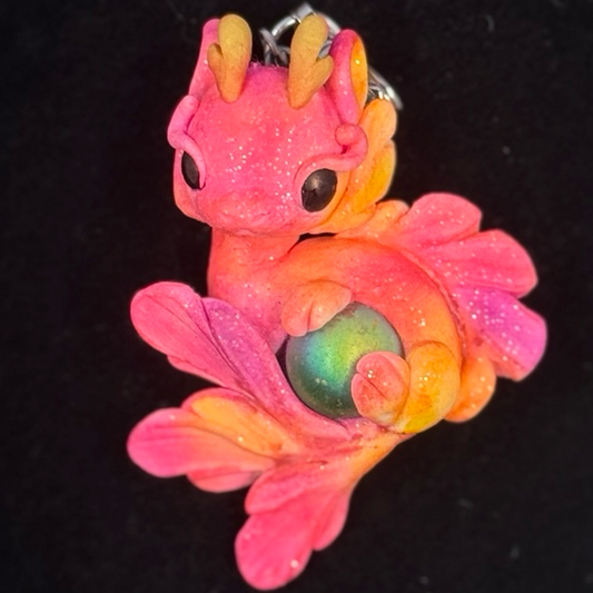 Neon Pink, Orange and Yellow Baby Dragon Pendant