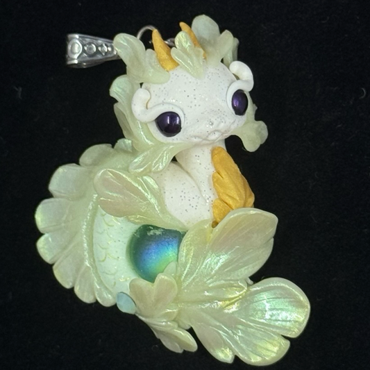 White and Green Baby Sea Dragon Pendant