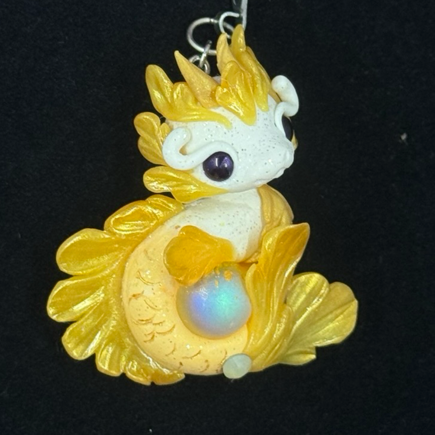 White and Orange Baby Sea Dragon Pendant