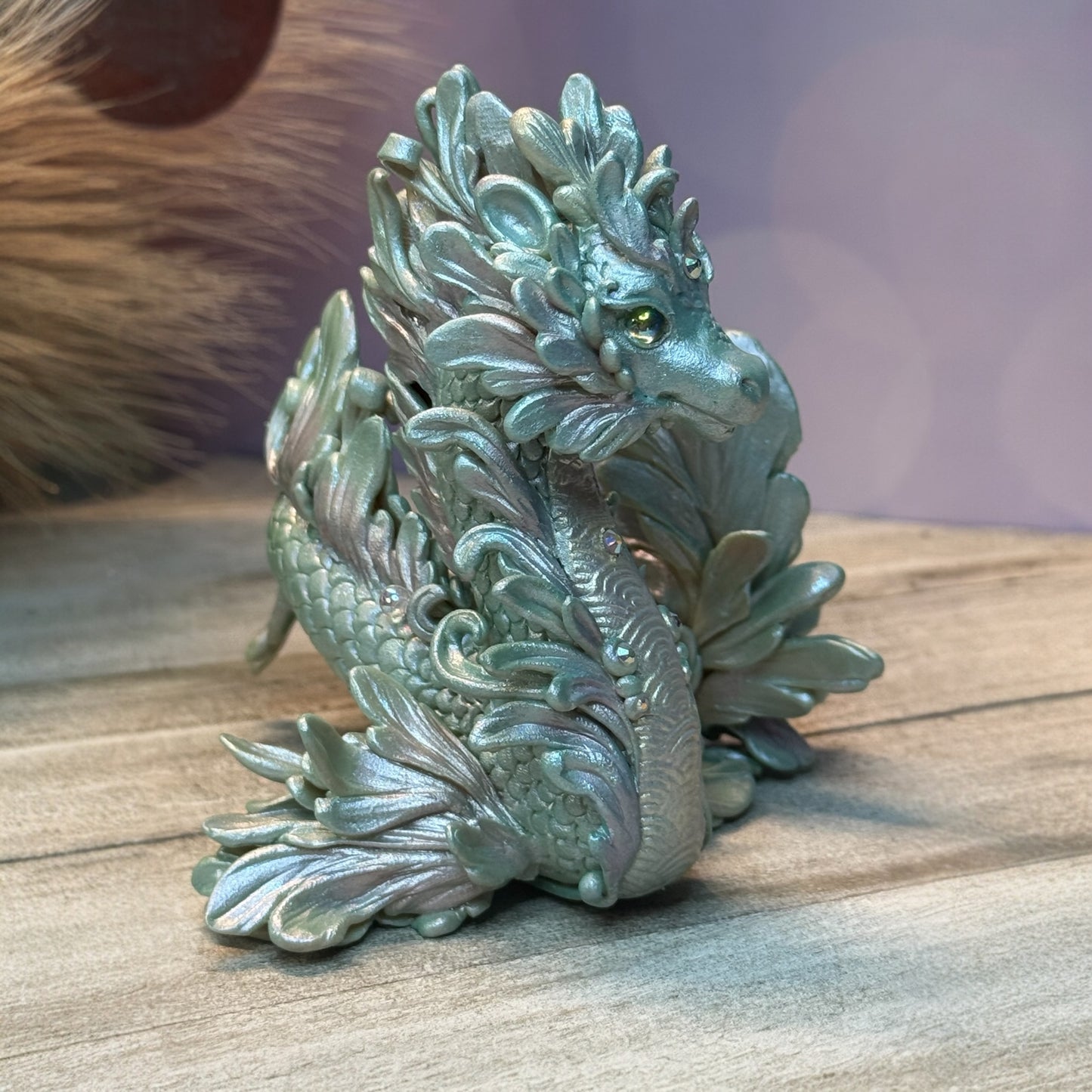 Magestic Pearl Green and Pink Kelpie Dragon