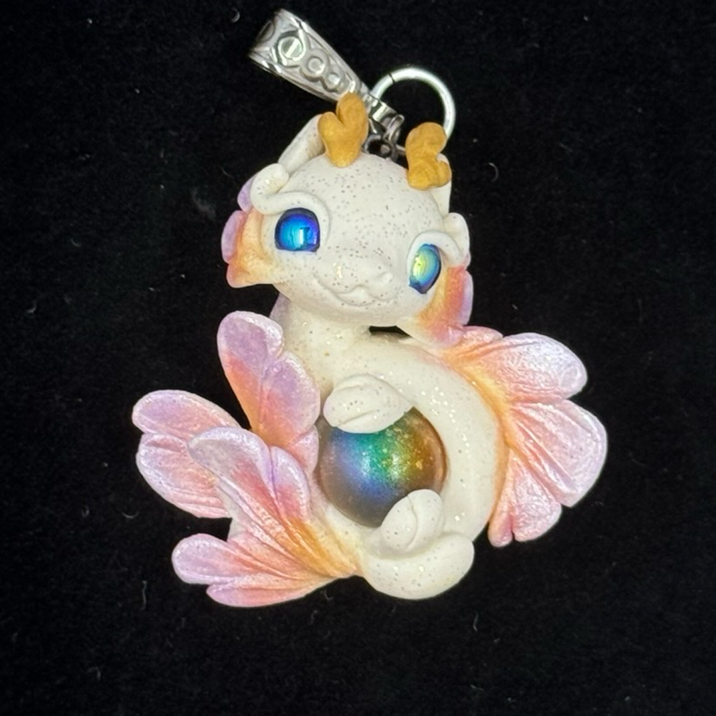 White, Purple, Orange and Pink Baby Dragon Pendant