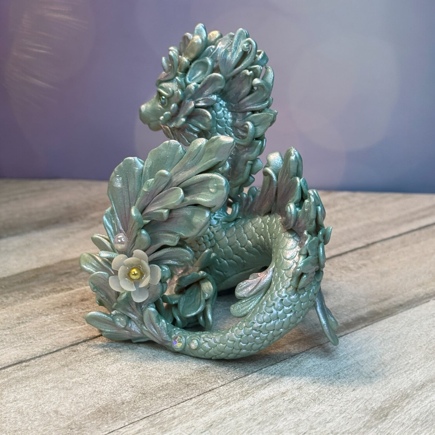 Magestic Pearl Green and Pink Kelpie Dragon