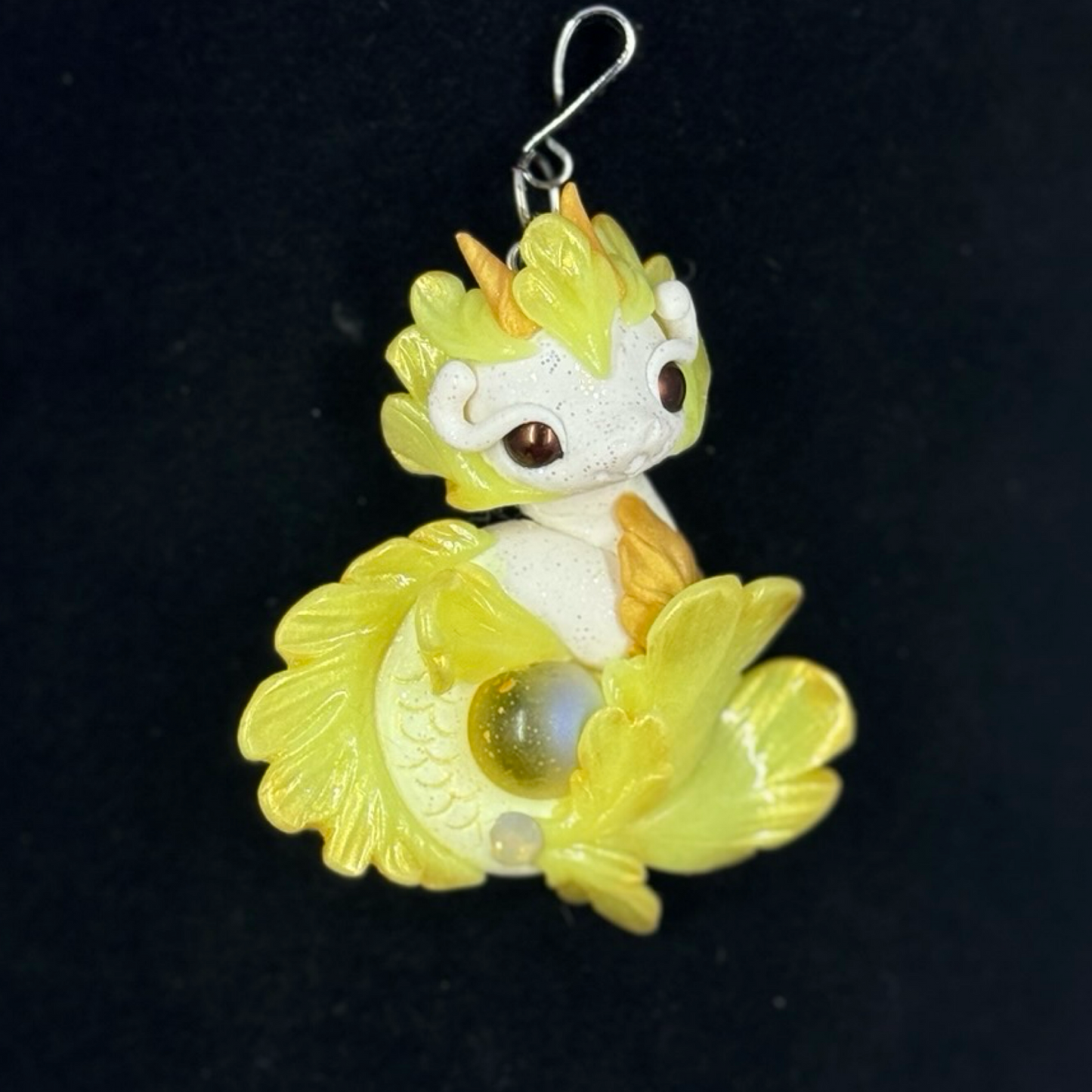 White and Yellow Baby Sea Dragon Pendant