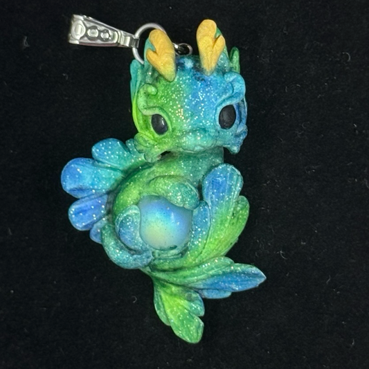 Blue and Green Baby Dragon Pendant