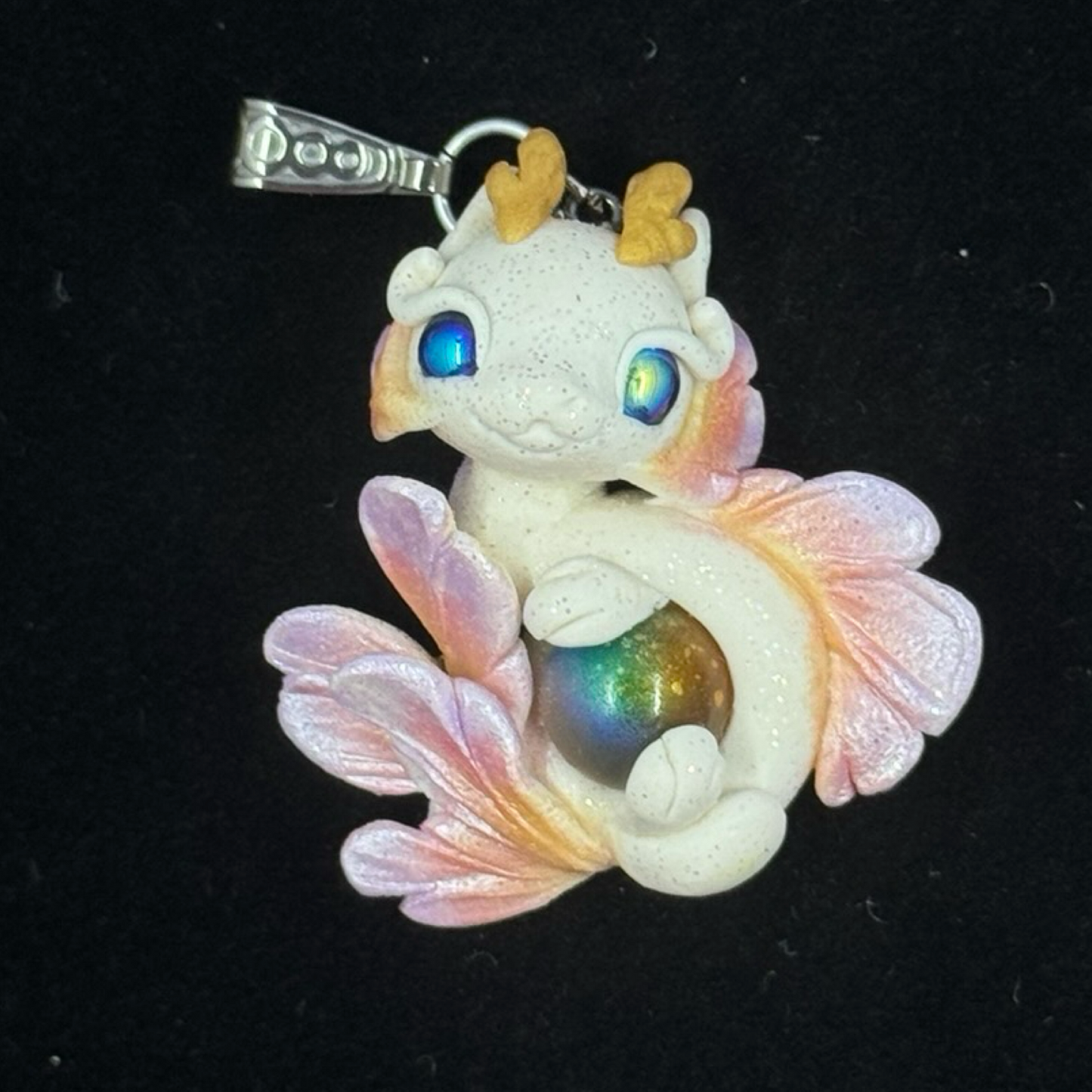 White, Purple, Orange and Pink Baby Dragon Pendant