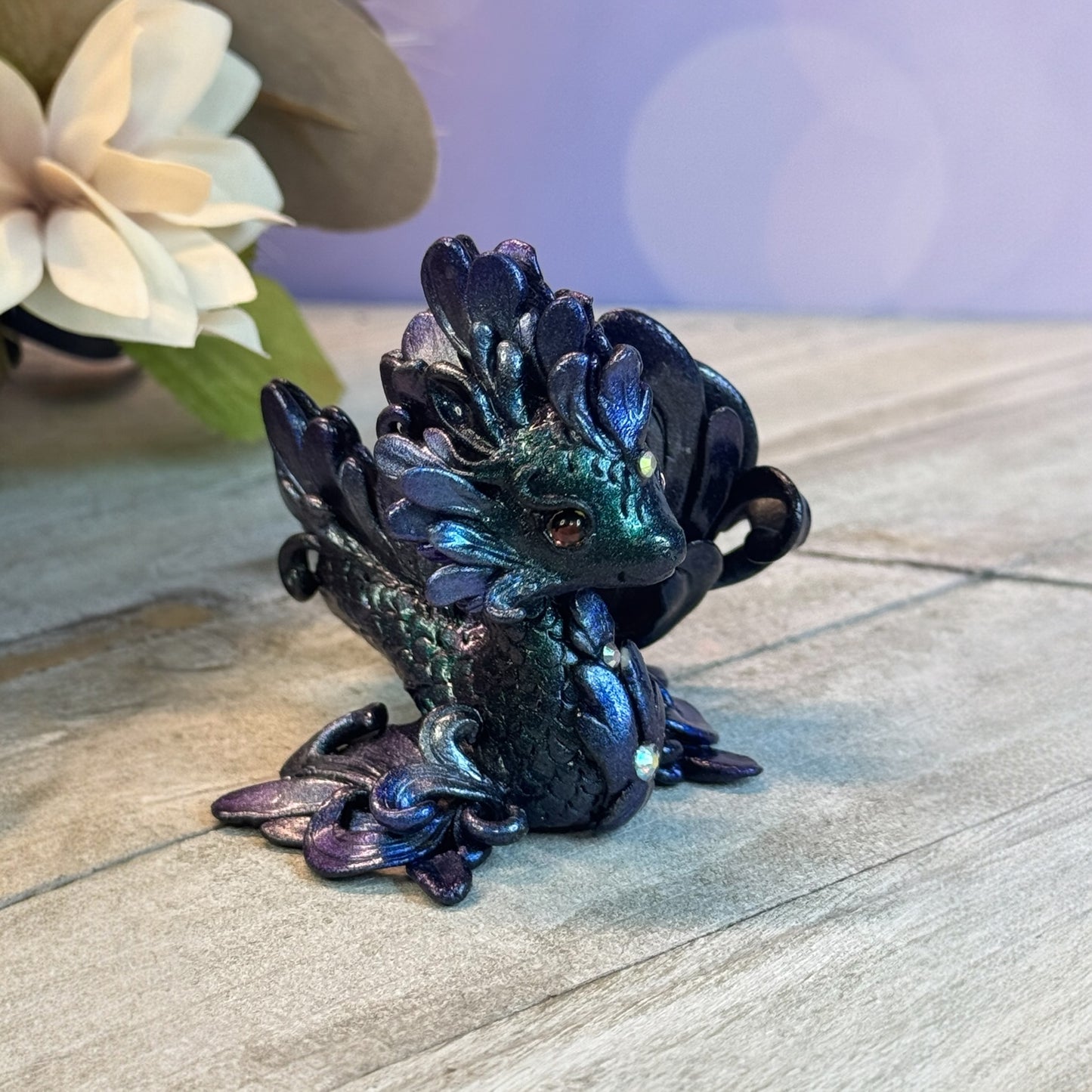 Dark Green, Blue and Purple Swirl Kelpie Dragon baby
