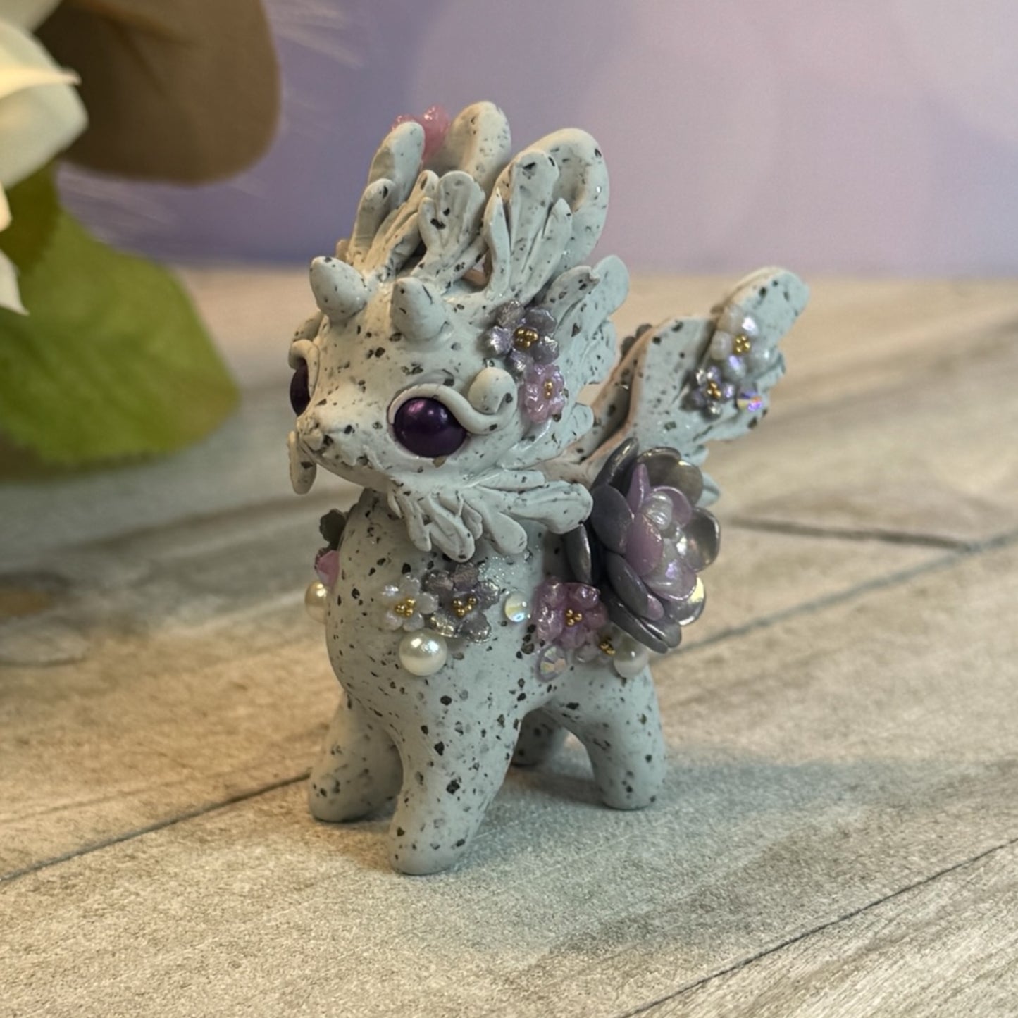 Stone Bunnigon with Dark Purple Eyes