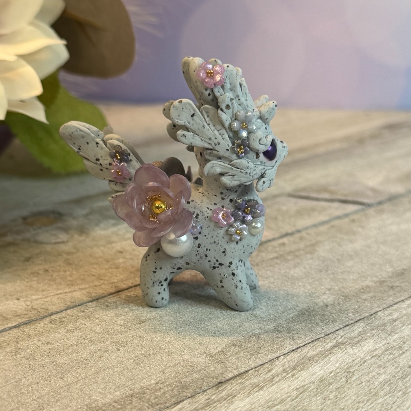 Stone Bunnigon with Dark Purple Eyes