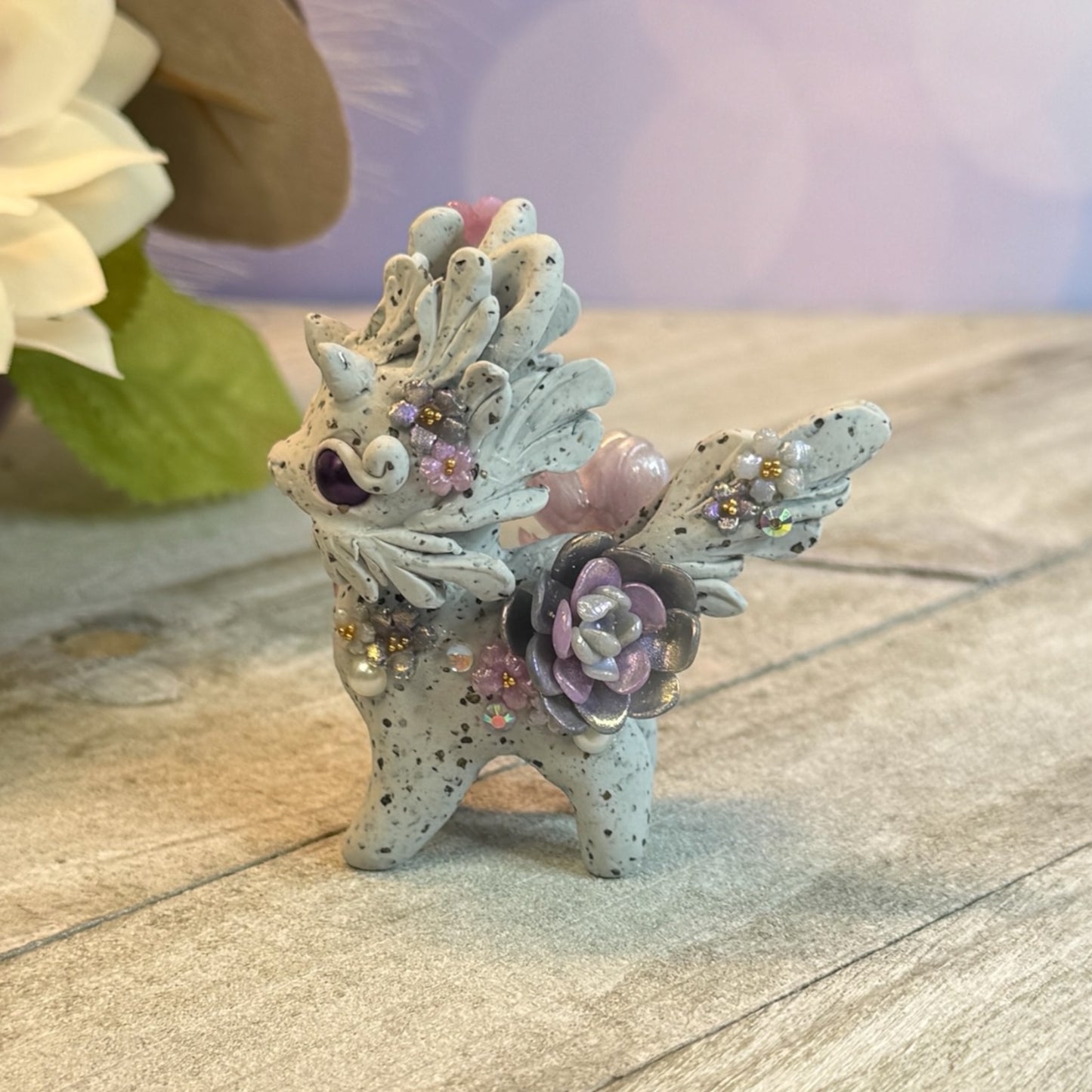 Stone Bunnigon with Dark Purple Eyes