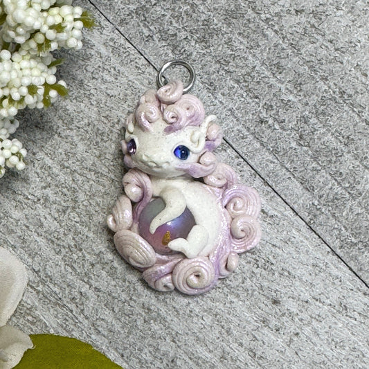 Mini Purple and White Baby Dragon Pendant