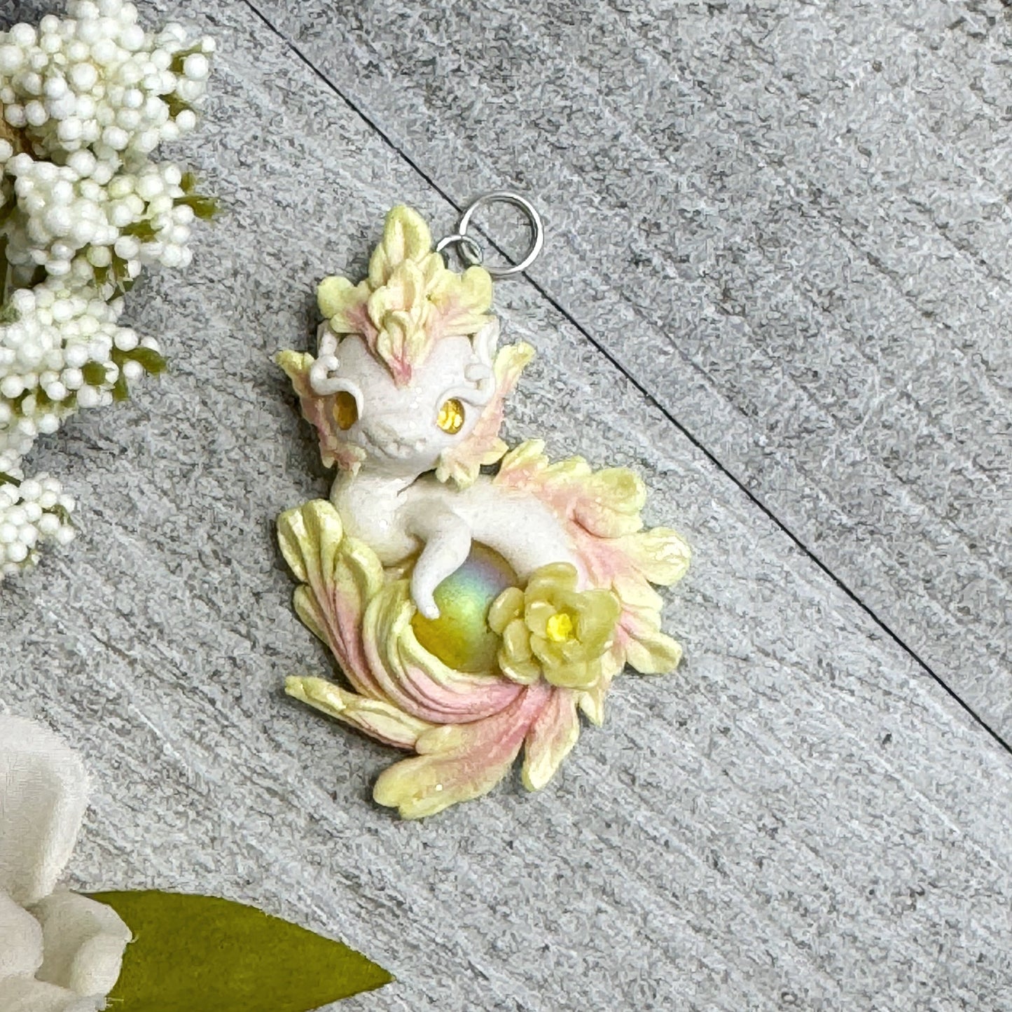 Medium Yellow and Pink Baby Dragon Pendant
