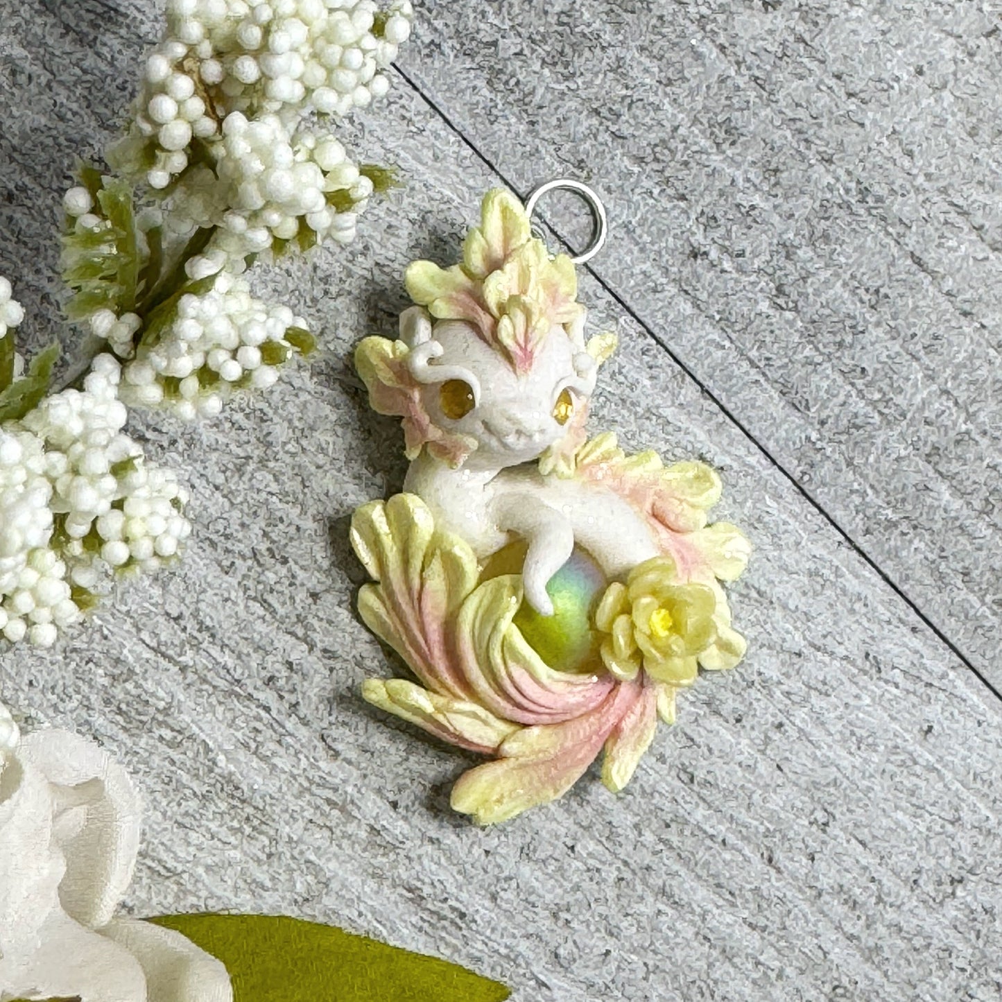 Medium Yellow and Pink Baby Dragon Pendant