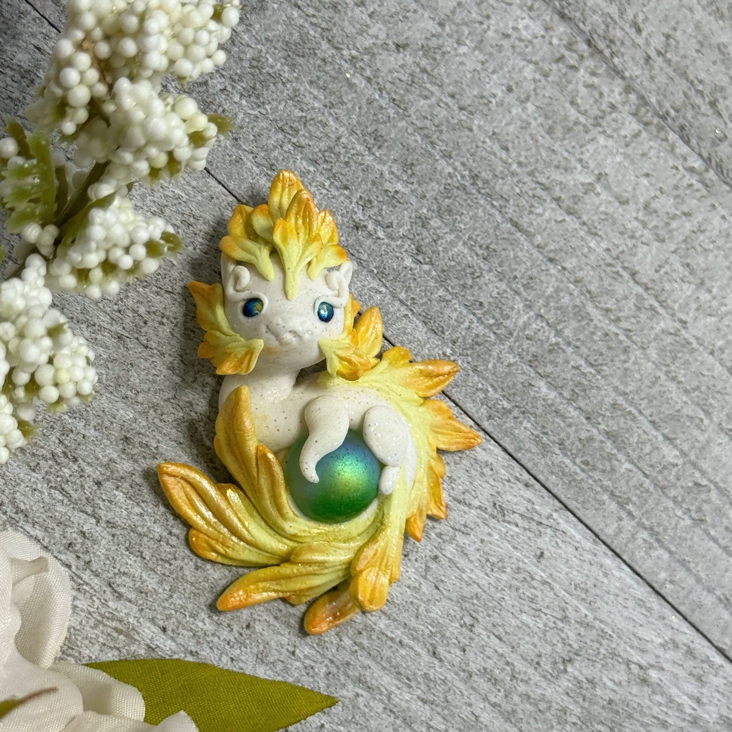 Medium Yellow and Orange Baby Dragon Pendant