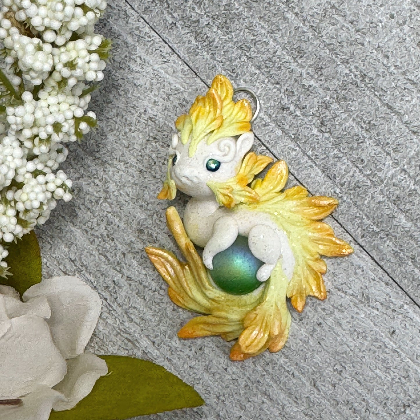 Medium Yellow and Orange Baby Dragon Pendant