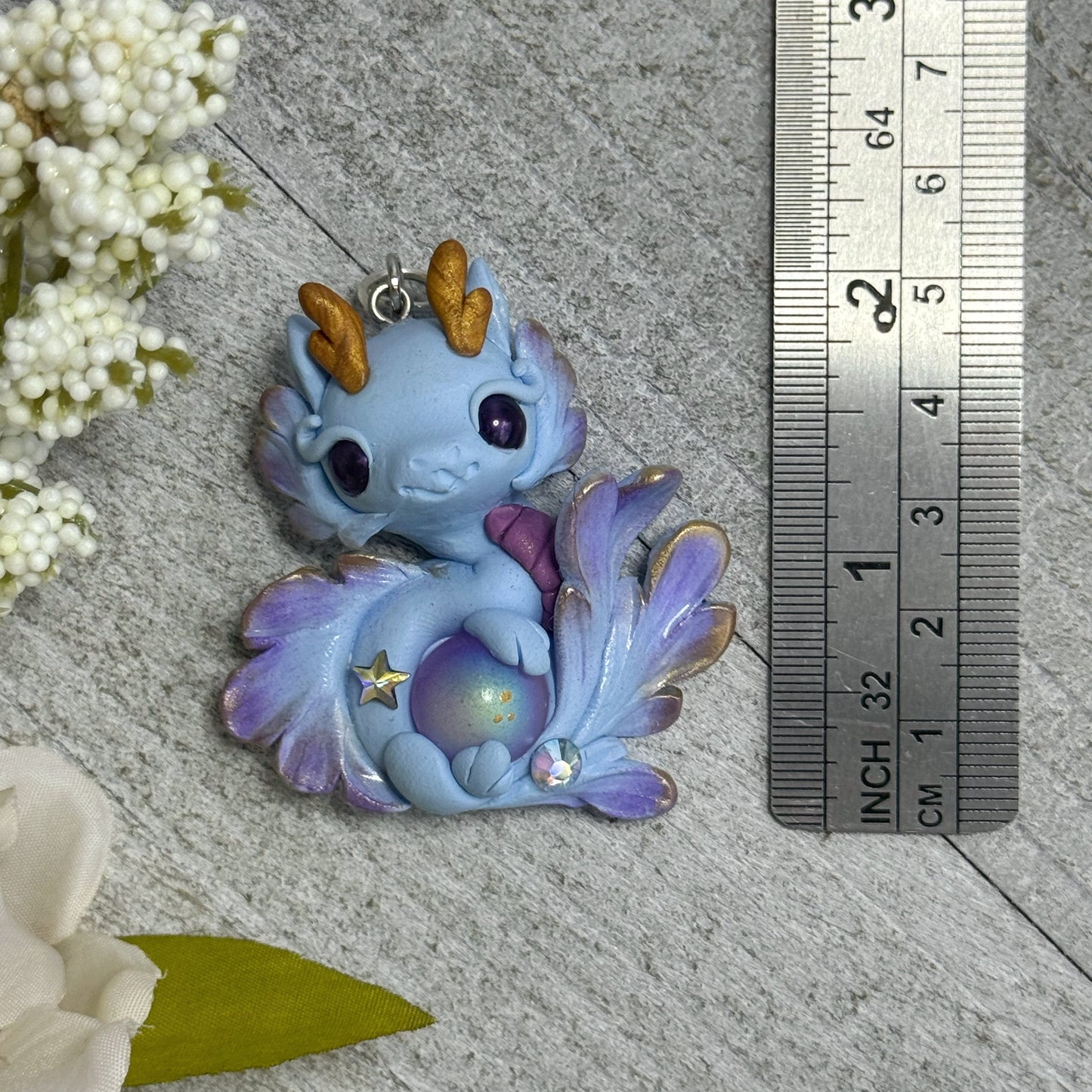 Blue and Purple Baby Dragon Pendant