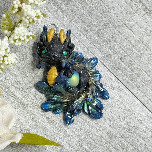 Black Twinkle Baby Dragon Pendant