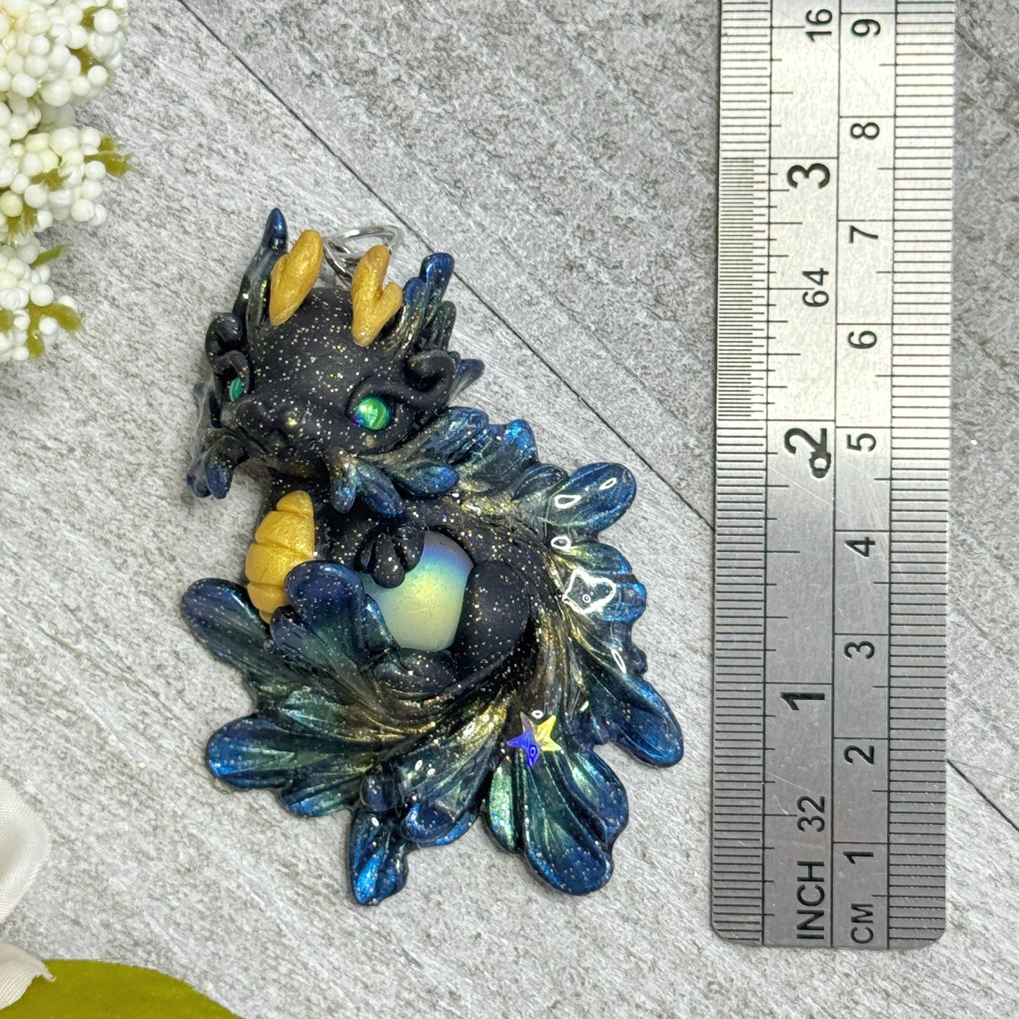 Black Twinkle Baby Dragon Pendant