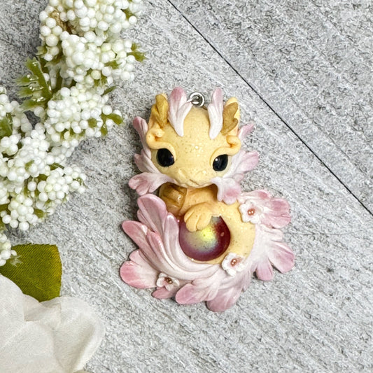 Orange, Pink and White Baby Dragon Pendant