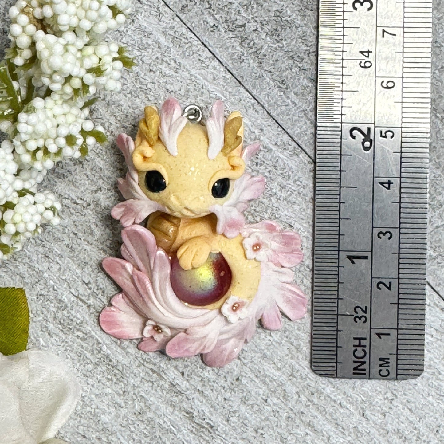 Orange, Pink and White Baby Dragon Pendant