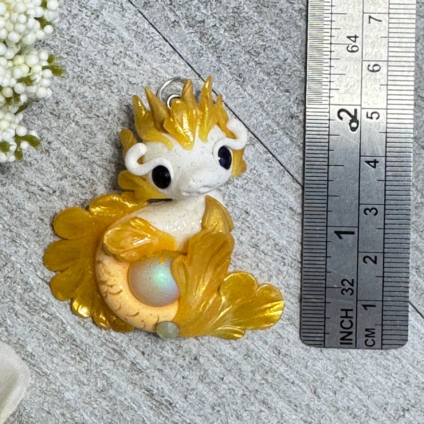 White and Orange Baby Sea Dragon Pendant