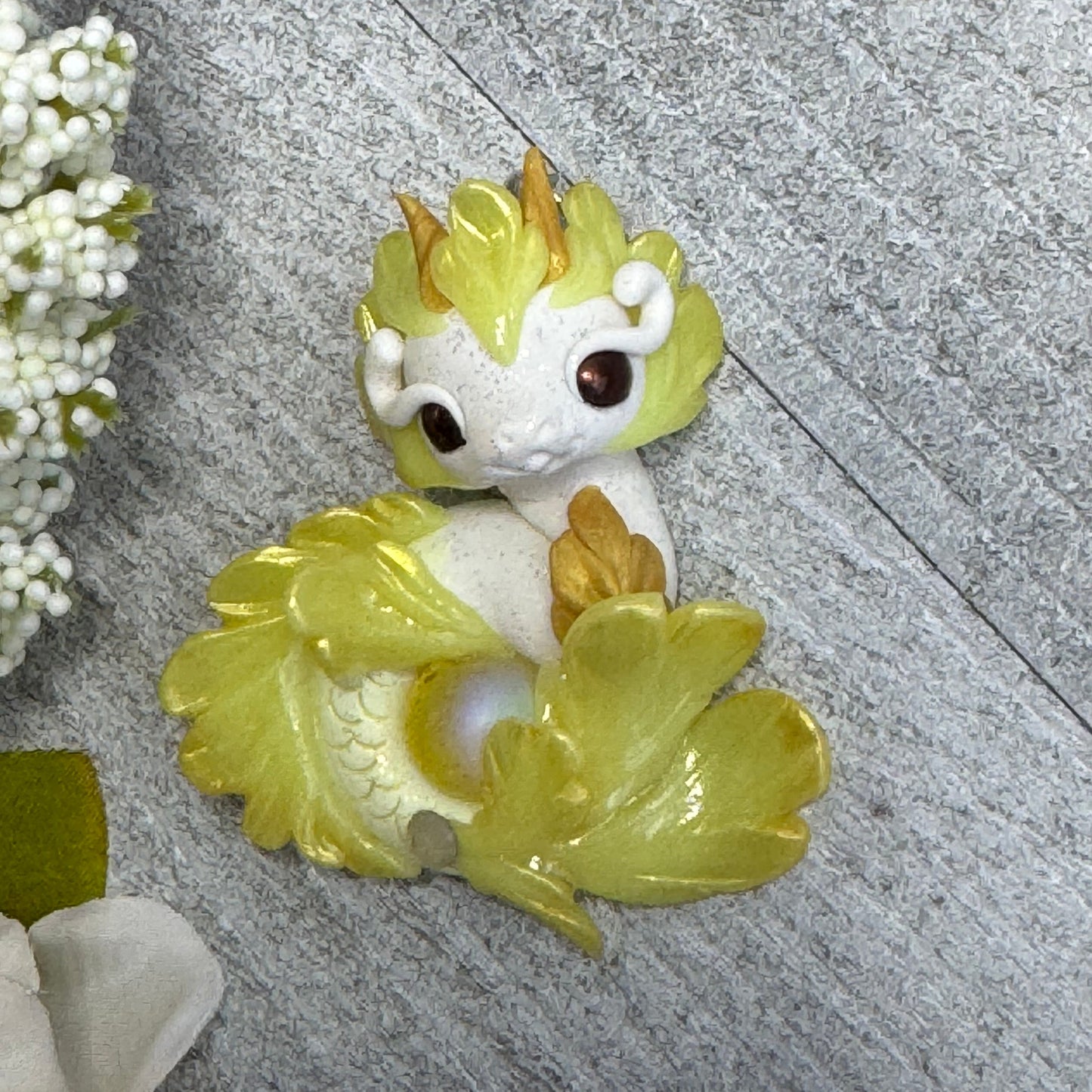 White and Yellow Baby Sea Dragon Pendant