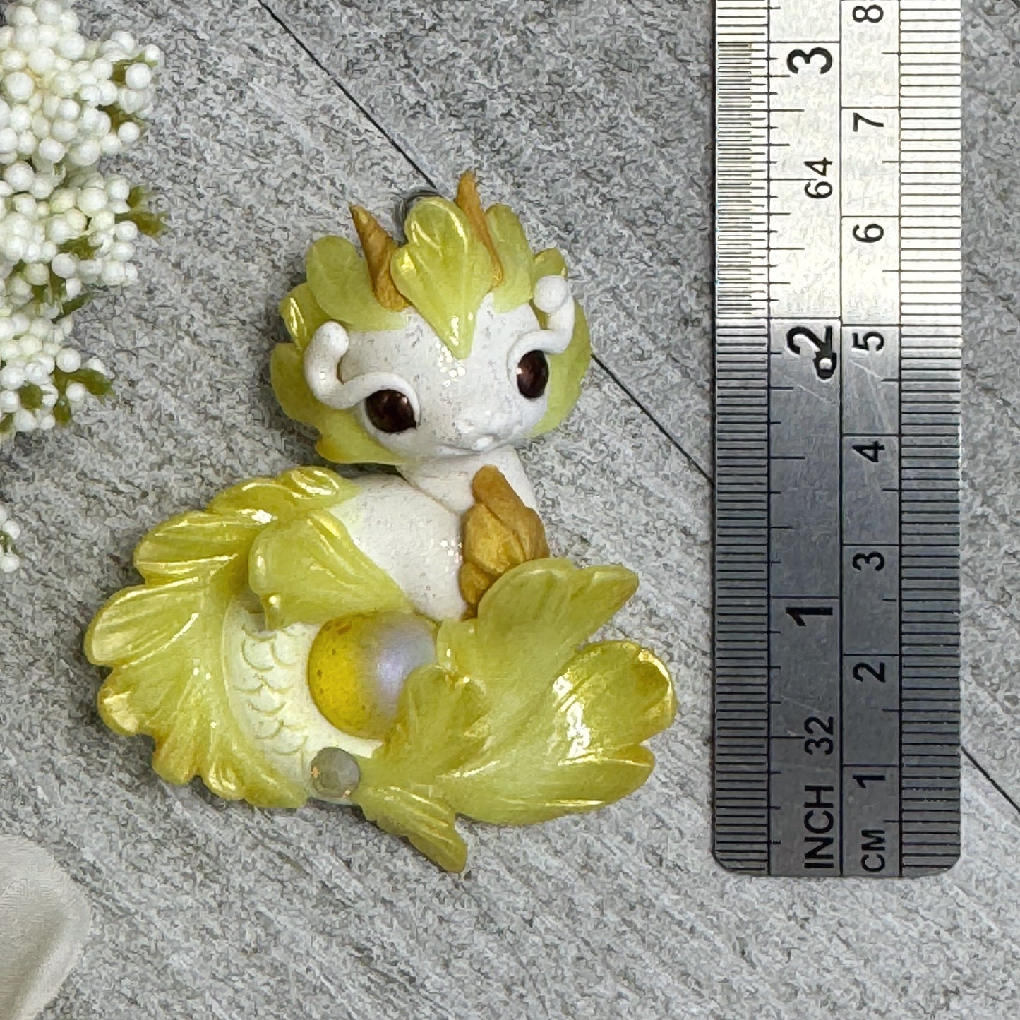 White and Yellow Baby Sea Dragon Pendant