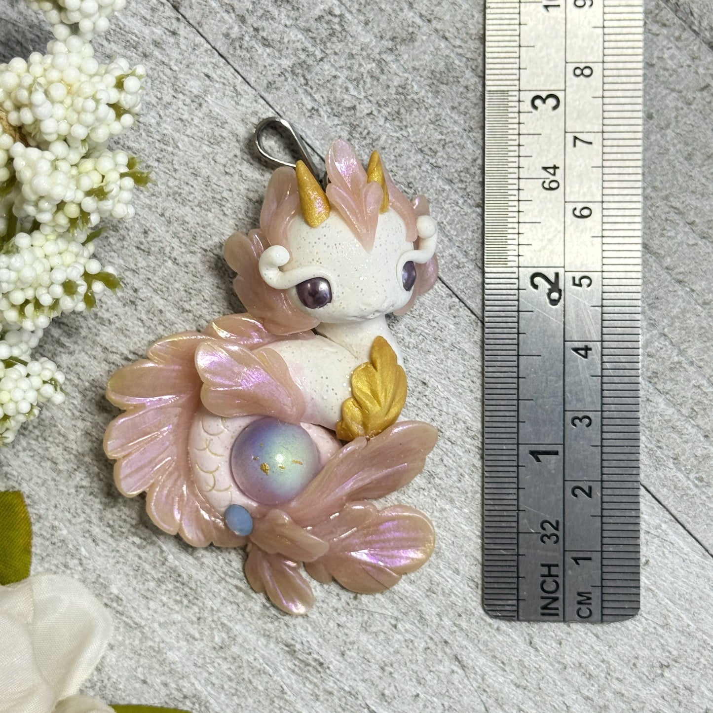 White and Pale Purple Baby Sea Dragon Pendant
