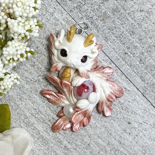White and Russet Baby Dragon Pendant
