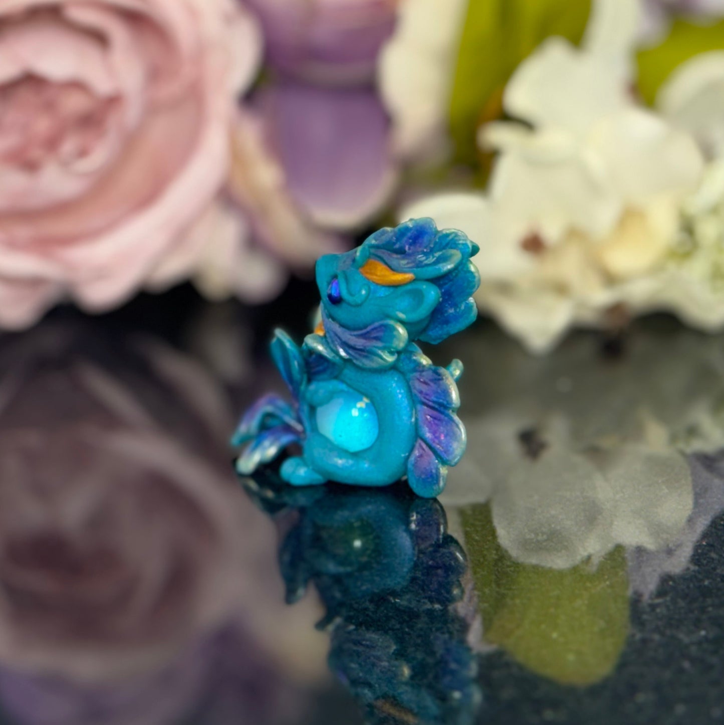 Teal Marble Dragon Desk Pet