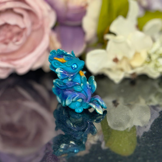 Teal Marble Dragon Desk Pet