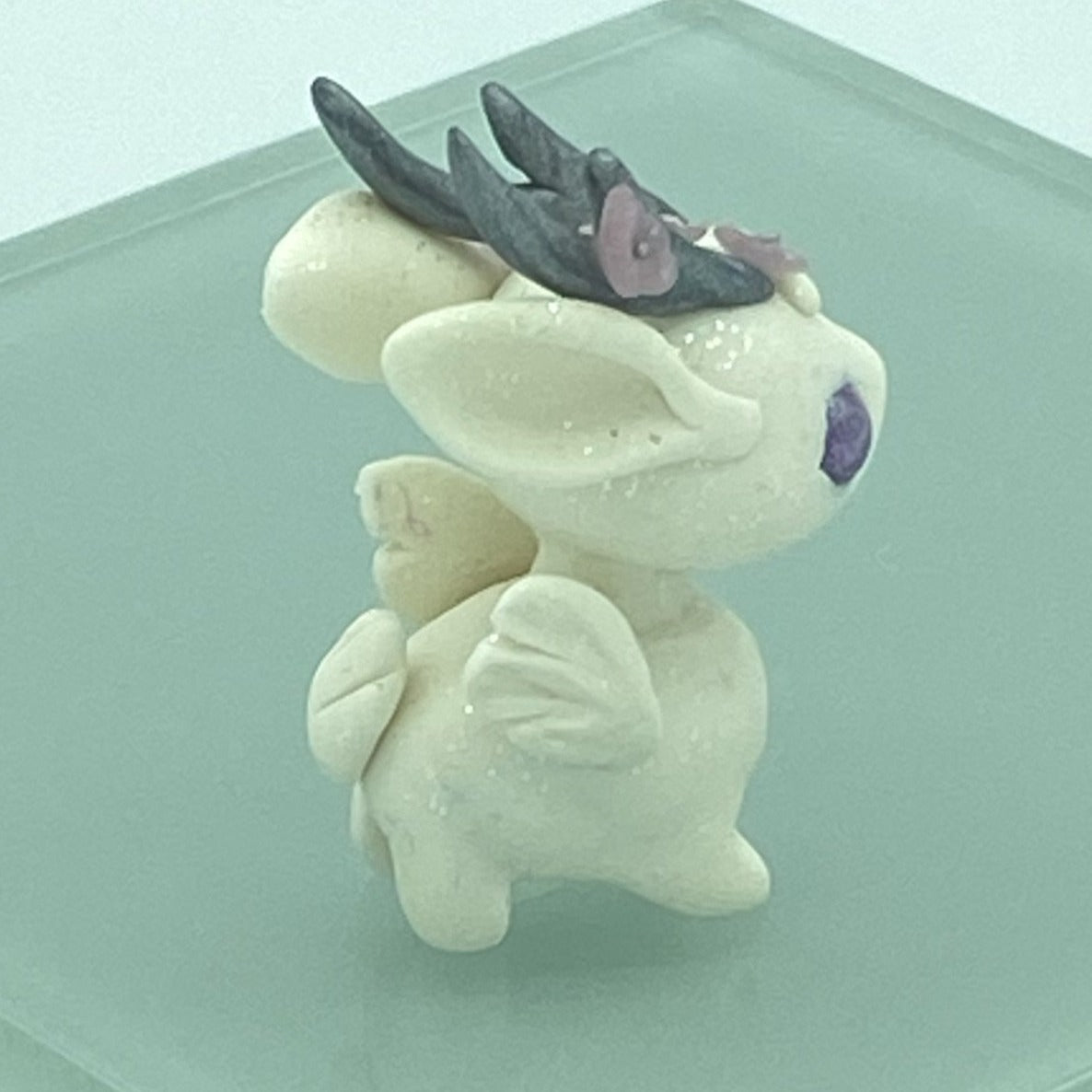 White bun bun with lavender flowers
