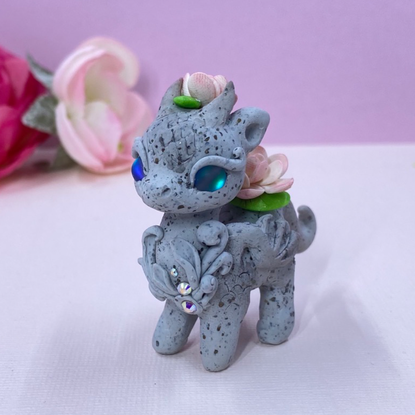 Lily Stone Dragon with Crystals