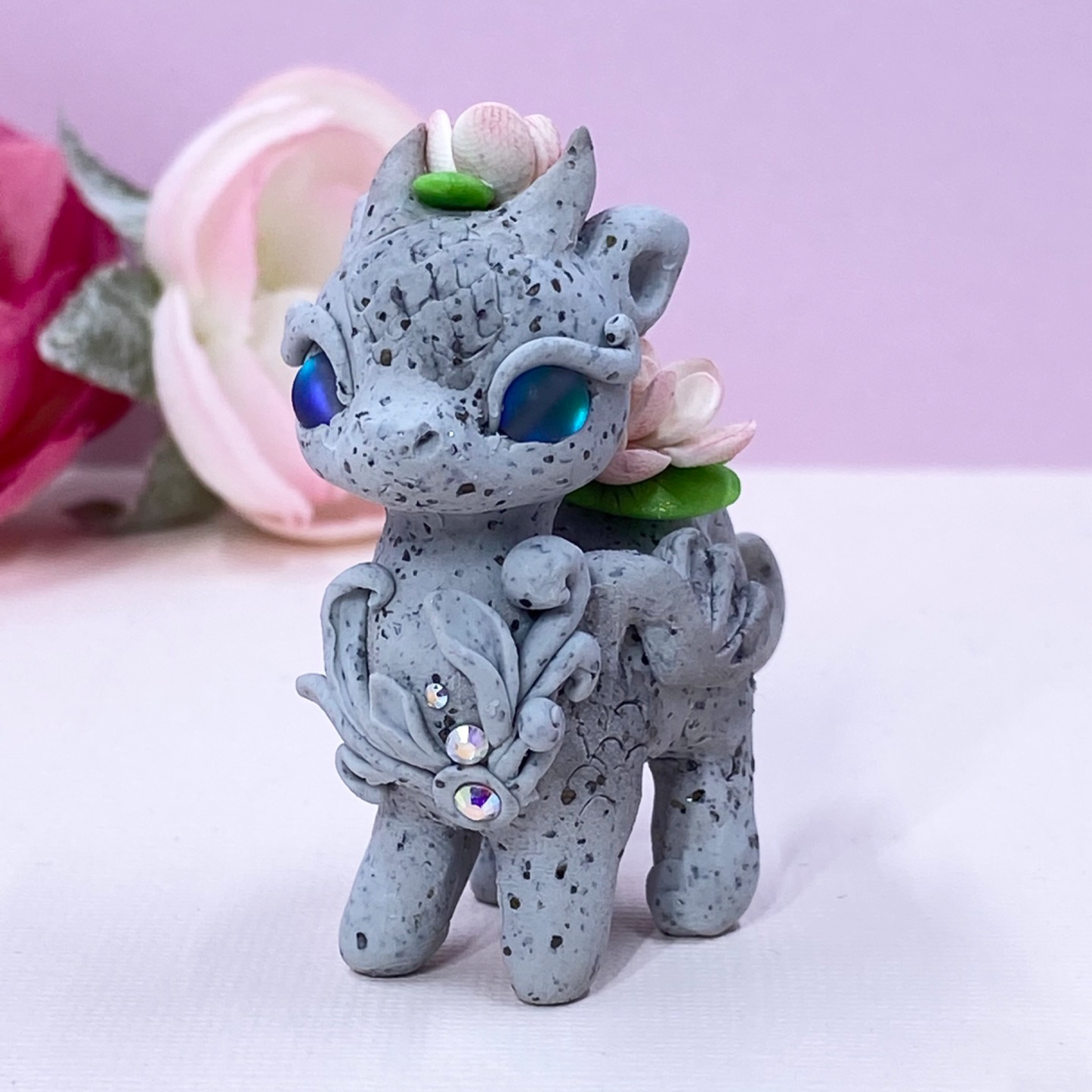 Lily Stone Dragon with Crystals