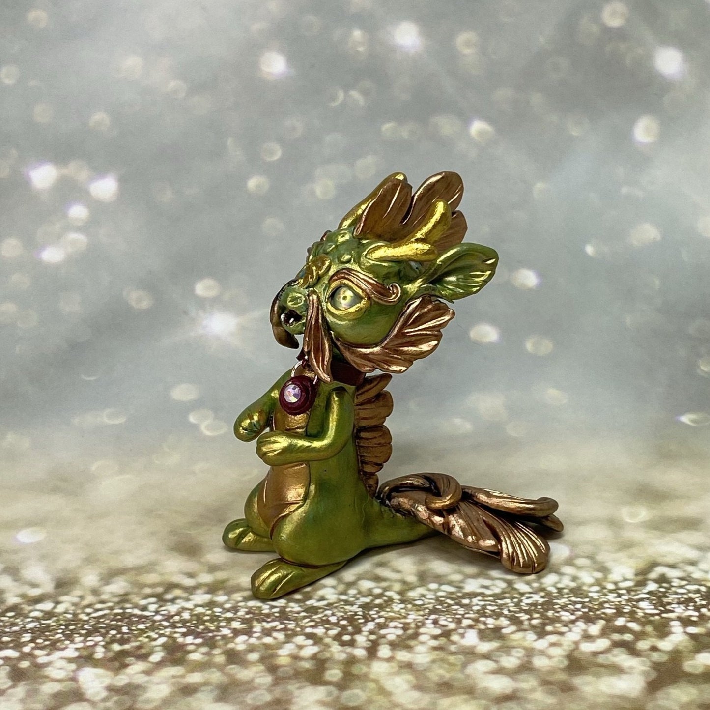 Chibi Green and Rose Gold Dragon