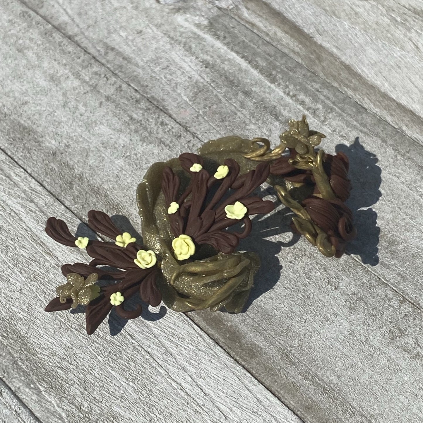 Shy Golden Dragon with Yellow Flowers