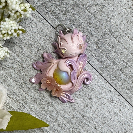 Mini Pale Pink and Lavendar Baby Dragon Pendant