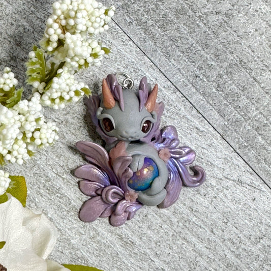 Grey and Purple Baby Dragon Pendant