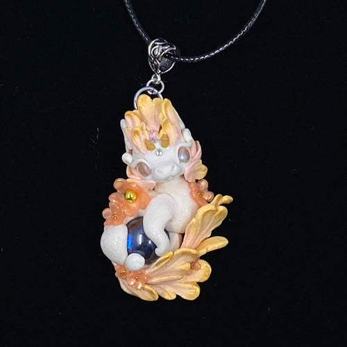 White and Peach Baby Dragon Pendant