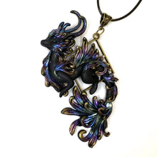 Load image into Gallery viewer, Black Rainbow Dragon Pendant